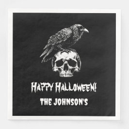 Spooky Raven Skull Halloween Papier servet