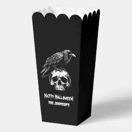 Spooky Raven Skull Popcorn Halloween gunstbox Bedankdoosjes