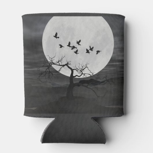 Spooky Ravens Vliegen tegen de Volle Maan Blikjeskoeler (Achterkant)