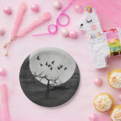 Spooky Ravens Vliegen tegen de Volle Maan Papieren Bordje (Feest)