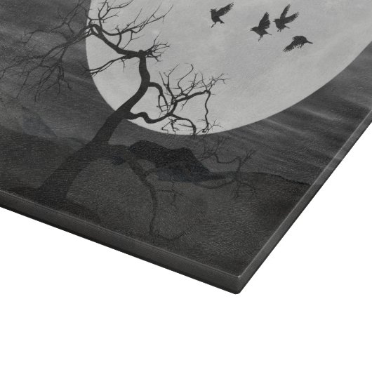 Spooky Ravens Vliegen tegen de Volle Maan Snijplank (Hoek)