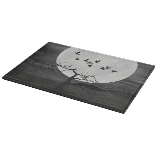 Spooky Ravens Vliegen tegen de Volle Maan Snijplank (Hoek)