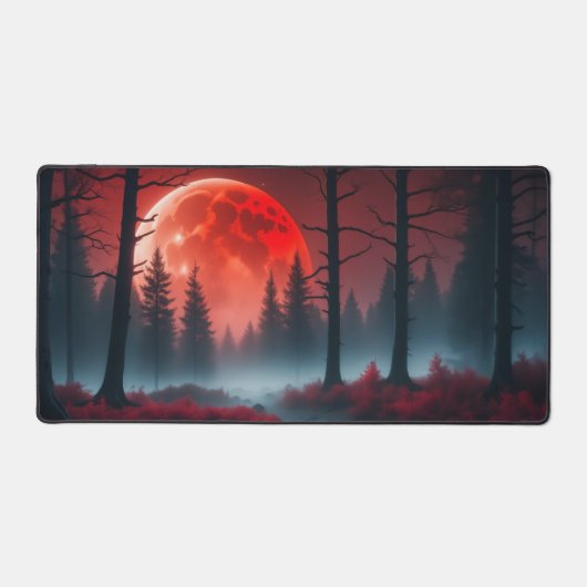 Spooky Red Moon Forest Mist Bureaumat (Voorkant)