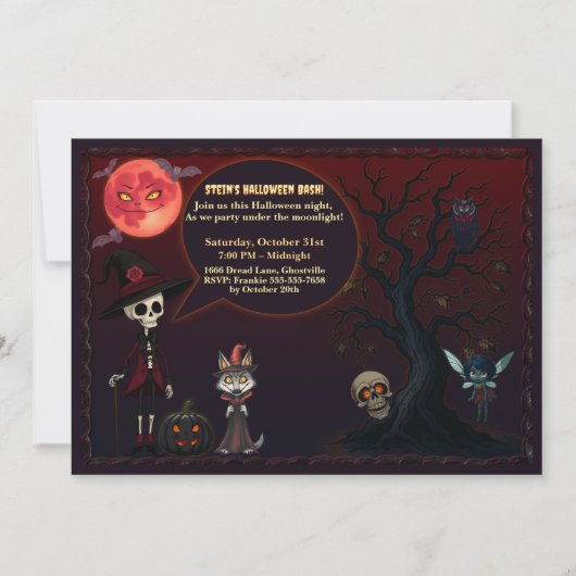 Spooky Red Moonlit Night Halloween Uitnodiging (Voorkant)