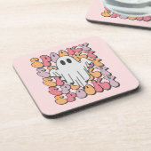 Spooky Retro Ghost Bier Onderzetter (Linkerzijde)