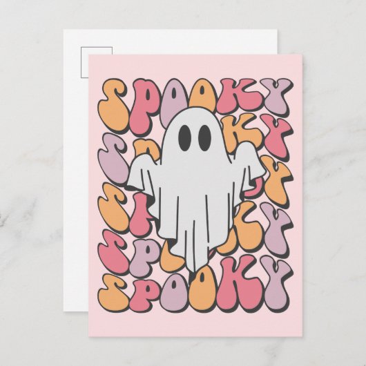 Spooky Retro Ghost Briefkaart (Voorkant / Achterkant)