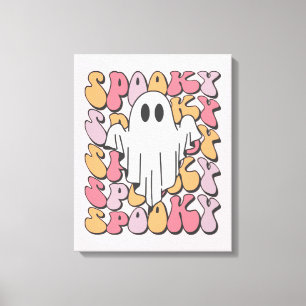 Spooky Retro Ghost Canvas Afdruk