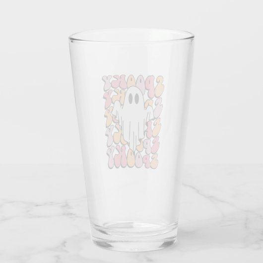 Spooky Retro Ghost Glas (Achterkant)