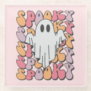 Spooky Retro Ghost Glazen Onderzetter