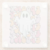 Spooky Retro Ghost Glazen Onderzetter (Achterkant)