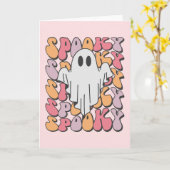 Spooky Retro Ghost Kaart (Gele Bloem)