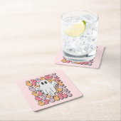 Spooky Retro Ghost Kartonnen Onderzetters (Insitu)