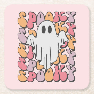 Spooky Retro Ghost Kartonnen Onderzetters