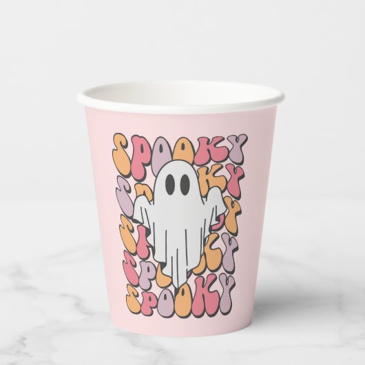 Spooky Retro Ghost Papieren Bekers (Voorkant)