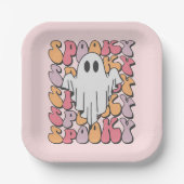 Spooky Retro Ghost Papieren Bordje (Voorkant)
