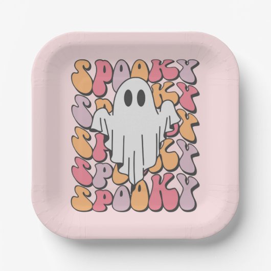 Spooky Retro Ghost Papieren Bordje (Voorkant)