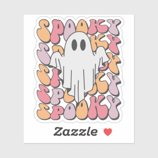 Spooky Retro Ghost Sticker (Vel)