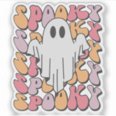 Spooky Retro Ghost Sticker (Voorkant)