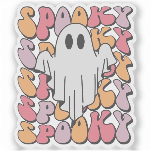 Spooky Retro Ghost Sticker (Voorkant)