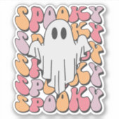 Spooky Retro Ghost Sticker (Voorkant)