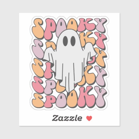 Spooky Retro Ghost Sticker (Vel)
