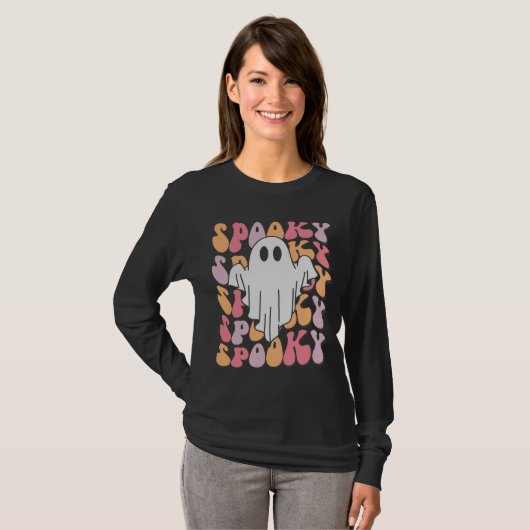 Spooky Retro Ghost T-shirt (Voorkant volledig)