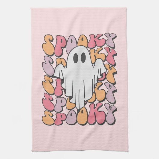 Spooky Retro Ghost Theedoek (Verticaal)