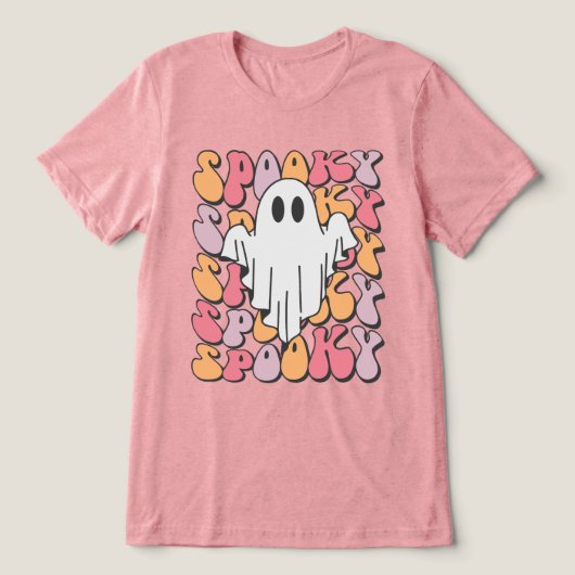 Spooky Retro Ghost Tri-Blend Shirt (Design voorkant)