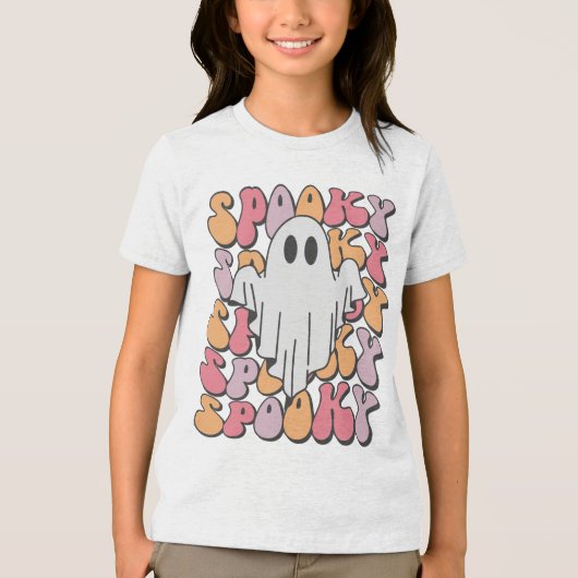 Spooky Retro Ghost Tri-Blend Shirt (Voorkant)
