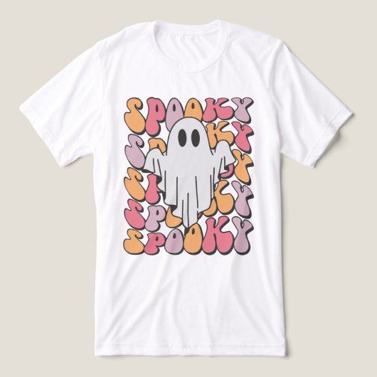 Spooky Retro Ghost Tri-Blend Shirt (Design voorkant)