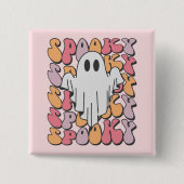 Spooky Retro Ghost Vierkante Button 5,1 Cm (Voorkant)