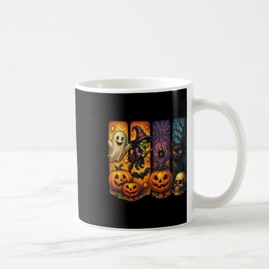 Spooky Retro Ghost Witch Funny Halloween Boys Kind Koffiemok (Rechts)