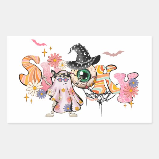 Spooky Retro Halloween Rechthoekige Sticker (Voorkant)