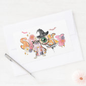 Spooky Retro Halloween Rechthoekige Sticker (Envelop)