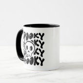 Spooky retro schedel Mok (Voorkant links)