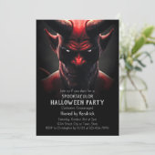 Spooky Rode Duivel Satan Halloween Kostuum Party Kaart (Staand voorkant)