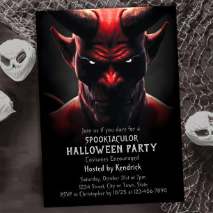 Spooky Rode Duivel Satan Halloween Kostuum Party Kaart