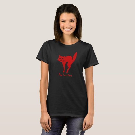 Spooky rode kat voor Halloween T-shirt (Voorkant volledig)