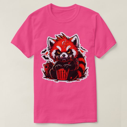 Spooky rode panda Beer leuke Halloween T-shirt (Design voorkant)