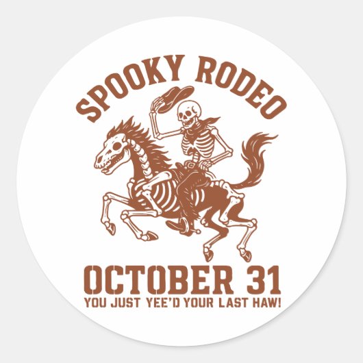 Spooky Rodeo Halloween 31 oktober Ronde Sticker (Voorkant)