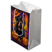 Spooky Rottweiler Hond Halloween Heks en Pompoen Medium Cadeauzakje (Voorkant Gekanteld)