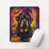Spooky Rottweiler Hond Halloween Heks en Pompoen Muismat (Met muis)