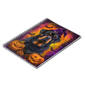 Spooky Rottweiler Hond Halloween Heks en Pompoen Notitieboek (Linkerzijde)