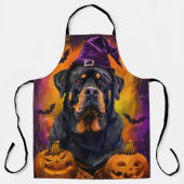 Spooky Rottweiler Hond Halloween Heks en Pompoen Schort (Voorkant)