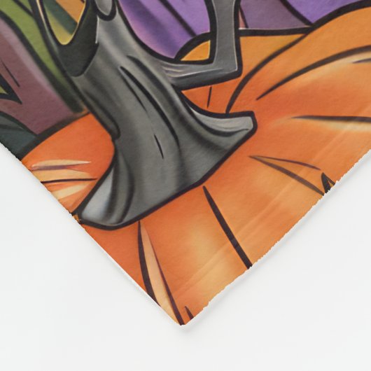 Spooky Rough Collie Dog Halloween Witch Pumpkin Fleece Deken (Hoek)