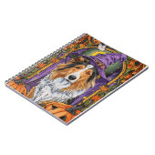 Spooky Rough Collie Dog Halloween Witch Pumpkin Notitieboek (Linkerzijde)