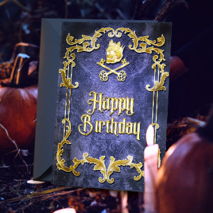 Spooky Royal Gold  Gothic Skull King Kaart