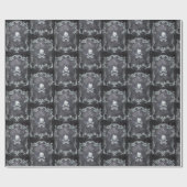 Spooky Royal Silver  Gothic Skull King Cadeaupapier (Vlak)