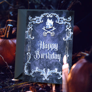 Spooky Royal Silver  Gothic Skull King Card Kaart