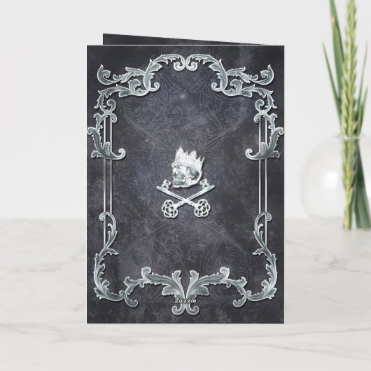 Spooky Royal Silver Gothic Skull King Card Kaart (Achterkant)